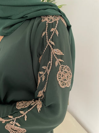 Milly's Embroided Abaya Collection- Dark Green