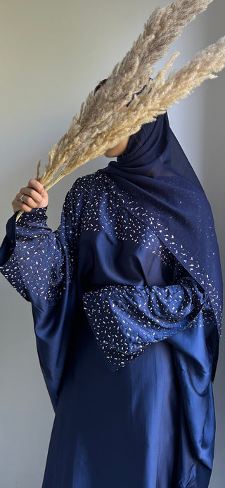 Anika’s Satin Closed Abaya Collection- Midnight Blue