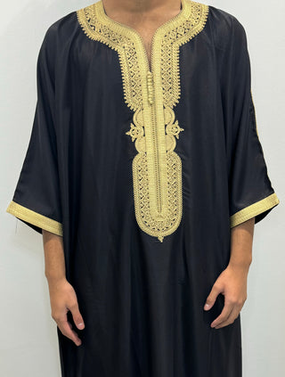 Samee’s Collection- Mens Moroccan thobe- Black/Gold