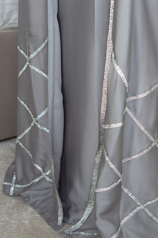 Mayesha’s Satin Abaya Collection- Silver Grey