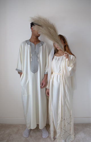 Mayesha’s Satin Abaya Collection- Ivory White