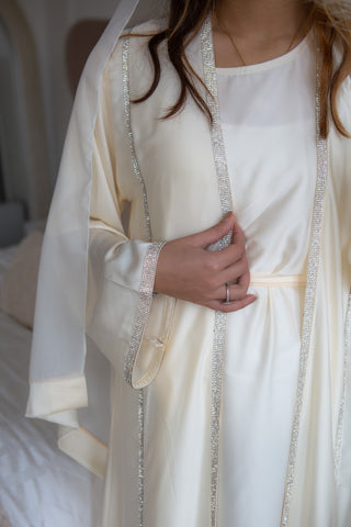 Mayesha’s Satin Abaya Collection- Ivory White