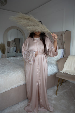 Samira’s Satin Open Abaya Collection- Nude