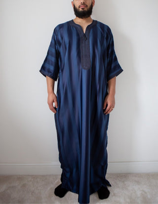 Ahsan’s Collection- Mens Stripy Morrocan Thobe- Blue